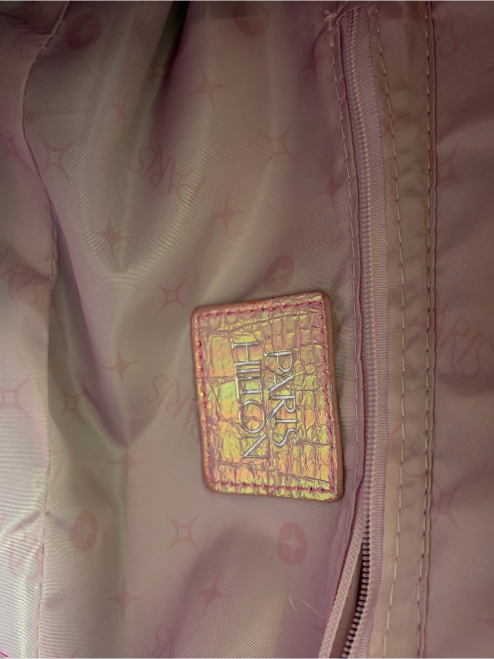 Iridescent Pink Croc-Embossed Paris Hilton Women’s Crossbody Bag - Picture 5 of 7